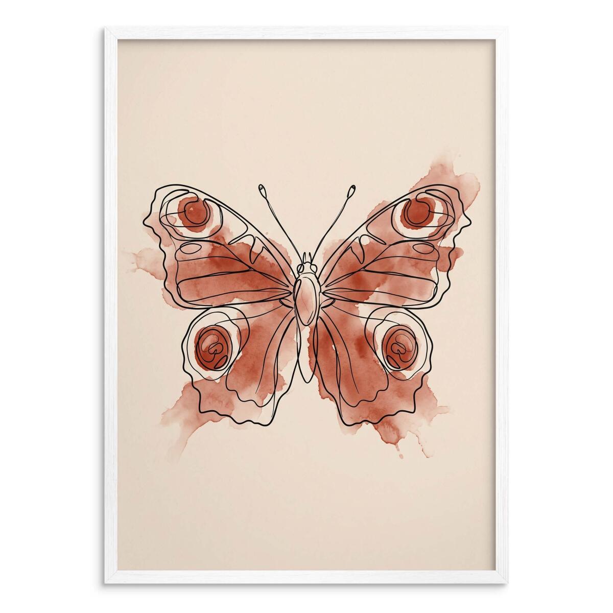 Minimalistyczny obraz na ścianę- Motyl Lineart | Grafika w stylu Japandi 31173 - zdjęcie 2