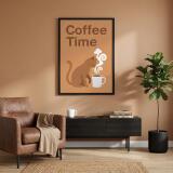 Grafika ścienna Coffee Time- Kot przy kubku | Plakat dla miłośnika kawy 31103 - miniaturka 4