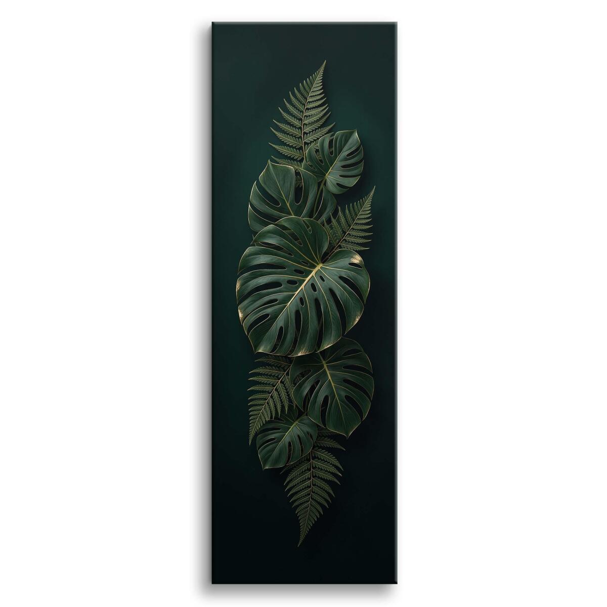 Pionowy Obraz na Ścianę- Liście Monstera i Złoto | Elegant Botanic 31275