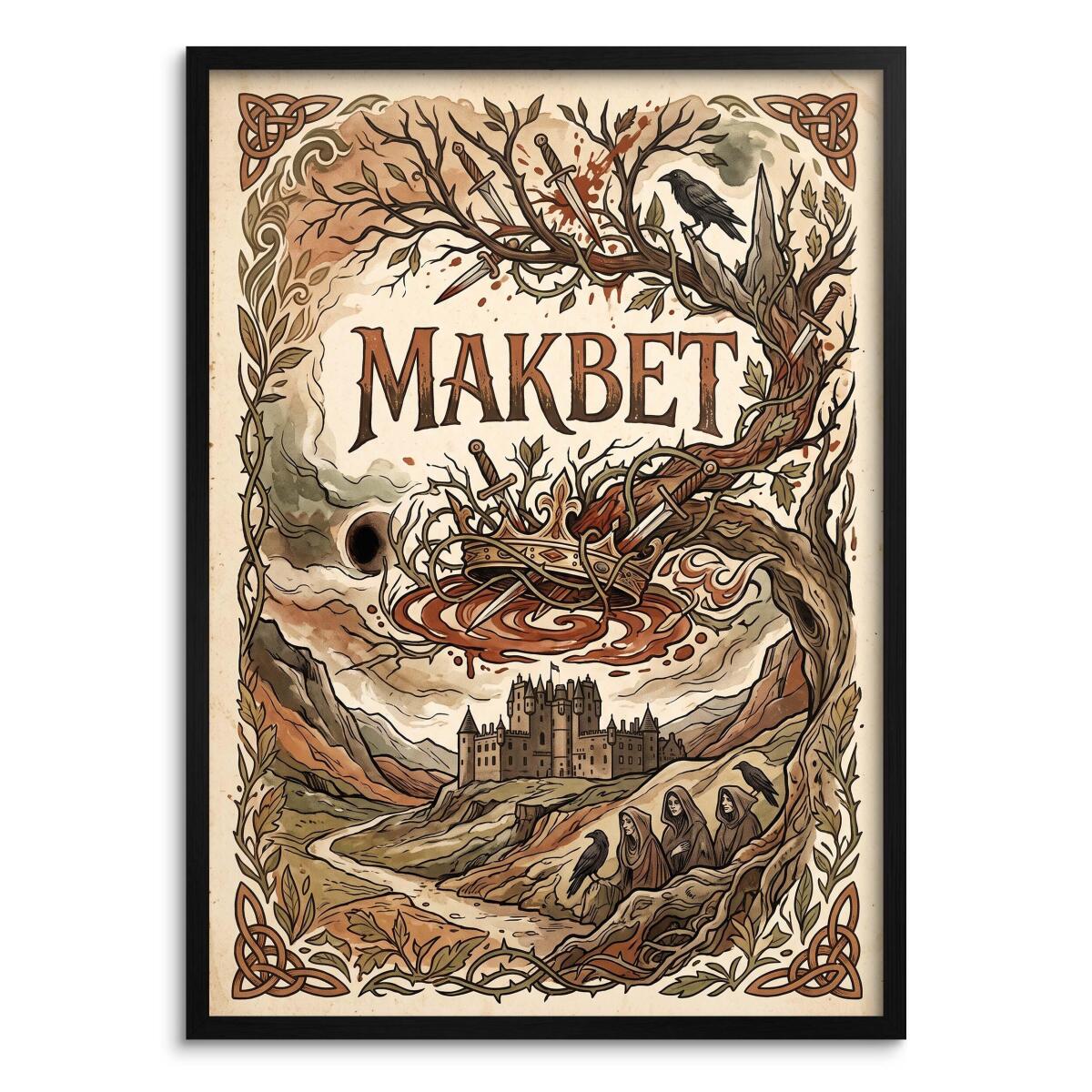 Plakat Makbet Szekspir na ścianę | Mroczna dekoracja vintage 31108
