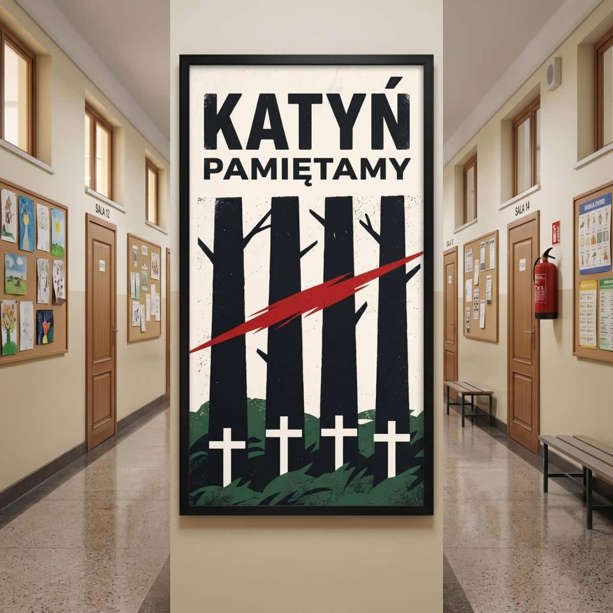 Plakat retro Katyń Pamiętamy czarna rama | Elegancka dekoracja do gabinetu 31145 - zdjęcie 5