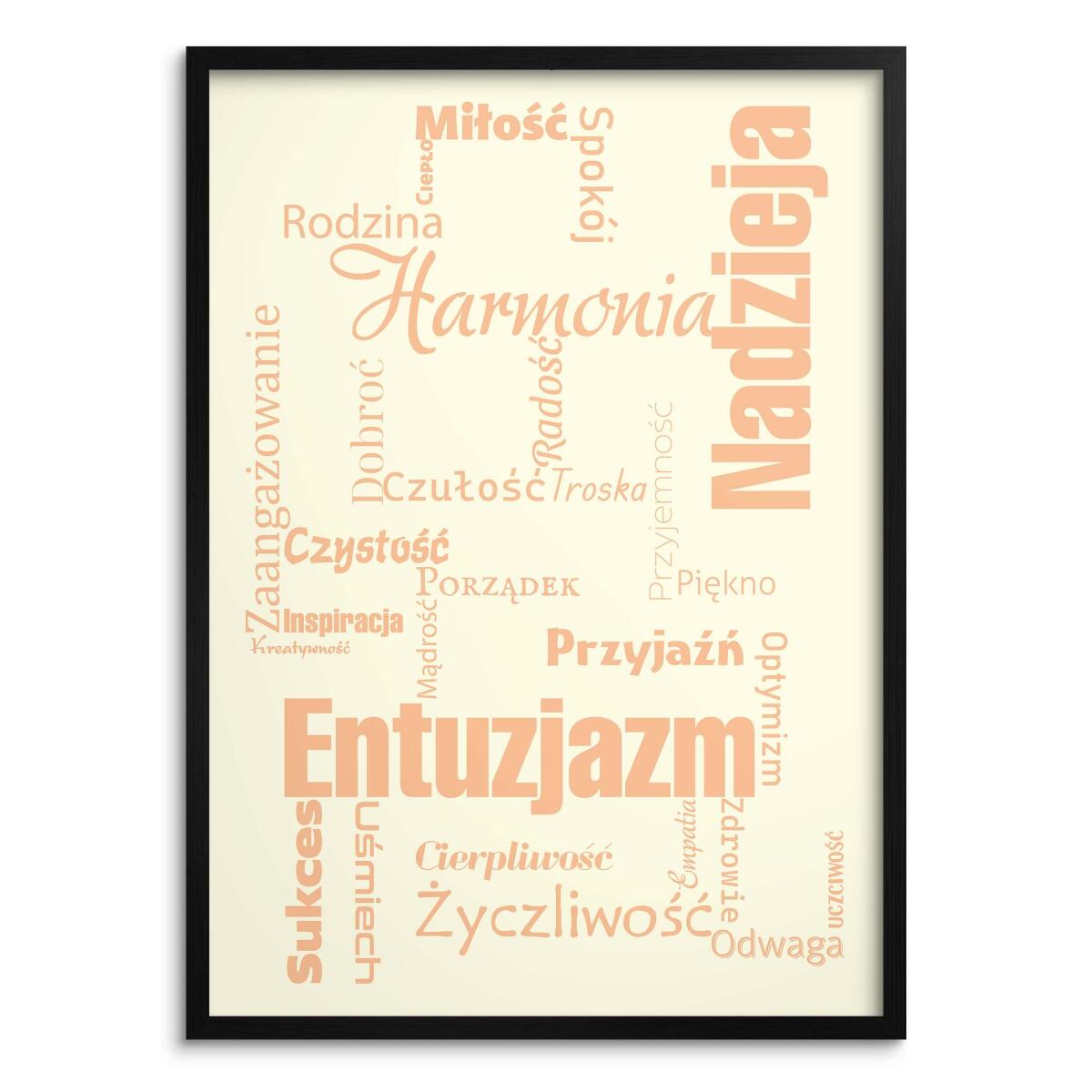 Nowoczesny plakat do salonu- Ciepłe Słowa | Typograficzna dekoracja ścienna boho 31191