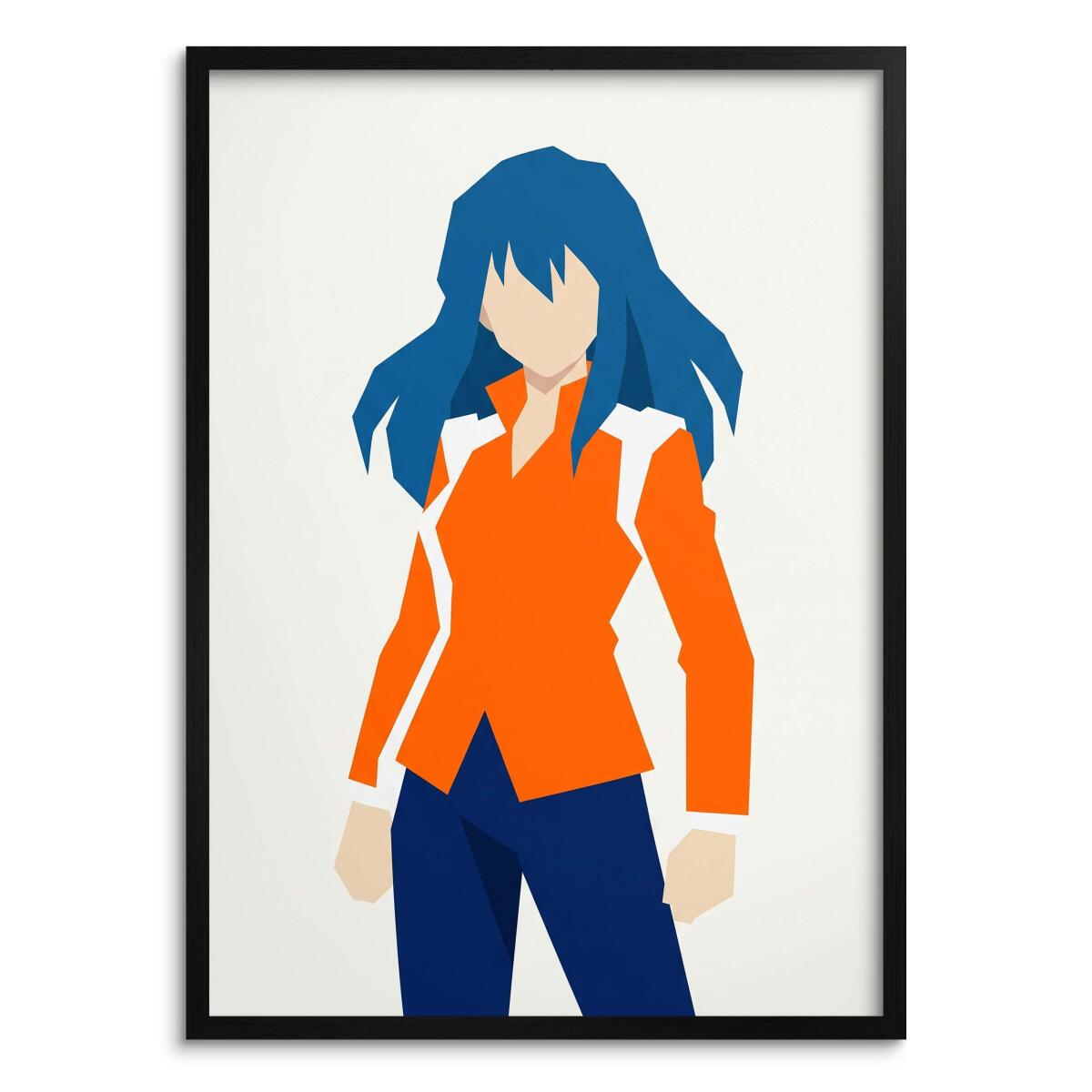 Nowoczesna grafika ścienna- Faceless Anime | Plakat w ramie kolorowy kontrast 31220
