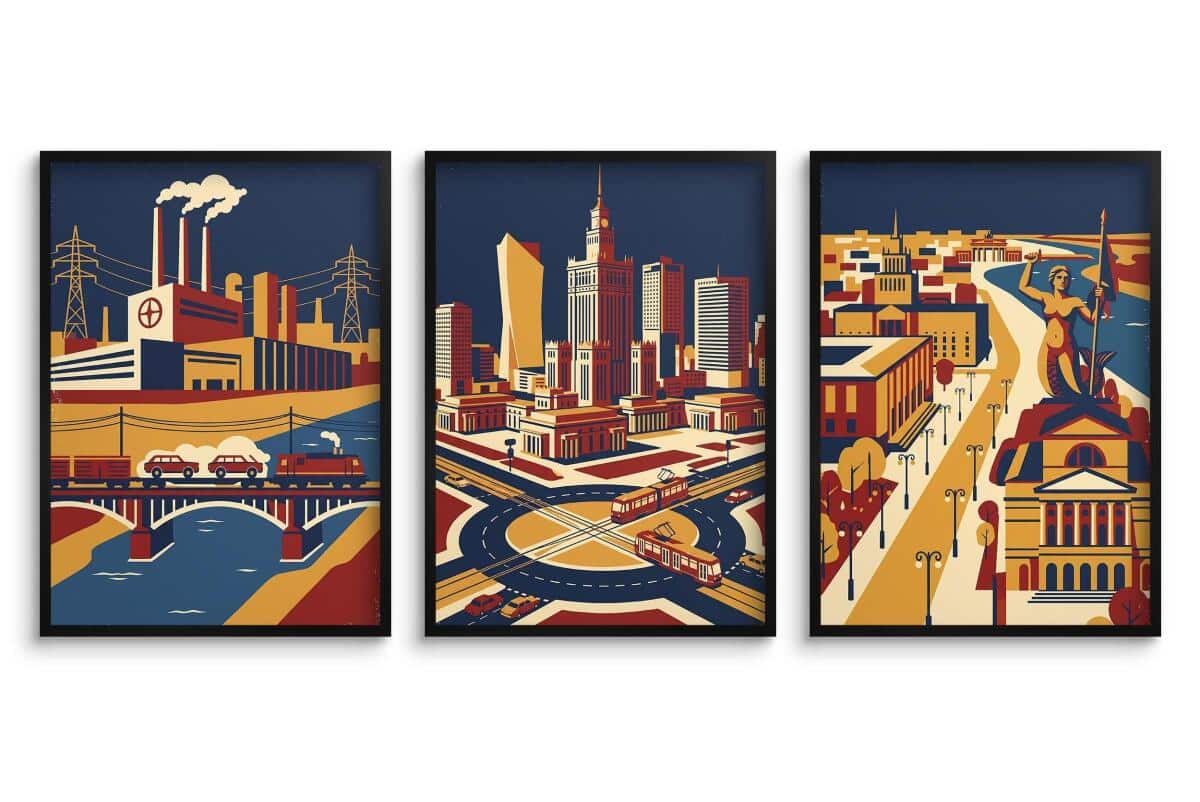 Plakat wielkomiejski Warszawa design | Dekoracja do biura w stylu retro 31157 - zdjęcie 2