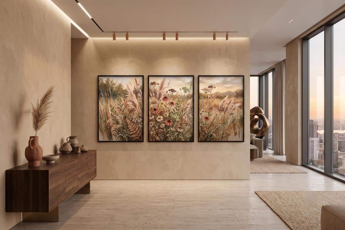 Plakat botaniczny do sypialni Kwiaty | Trzyczęściowy obraz Boho 31132 - zdjęcie 7