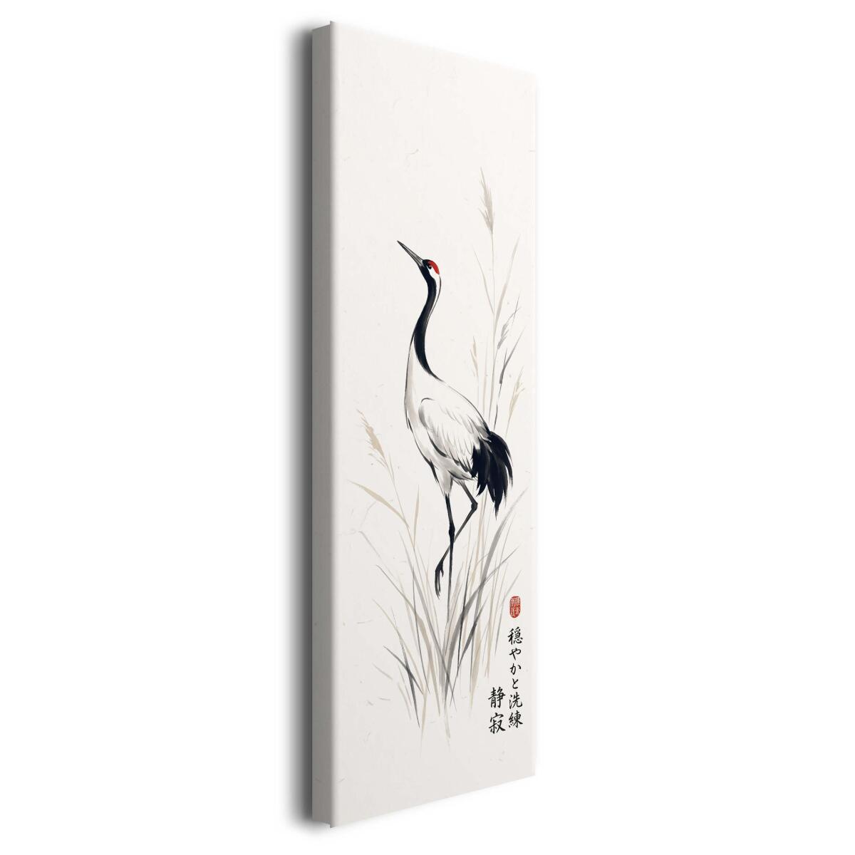 Obraz Japoński Żuraw- Sztuka Sumi-e | Elegancka Dekoracja Japandi 31270 - zdjęcie 2