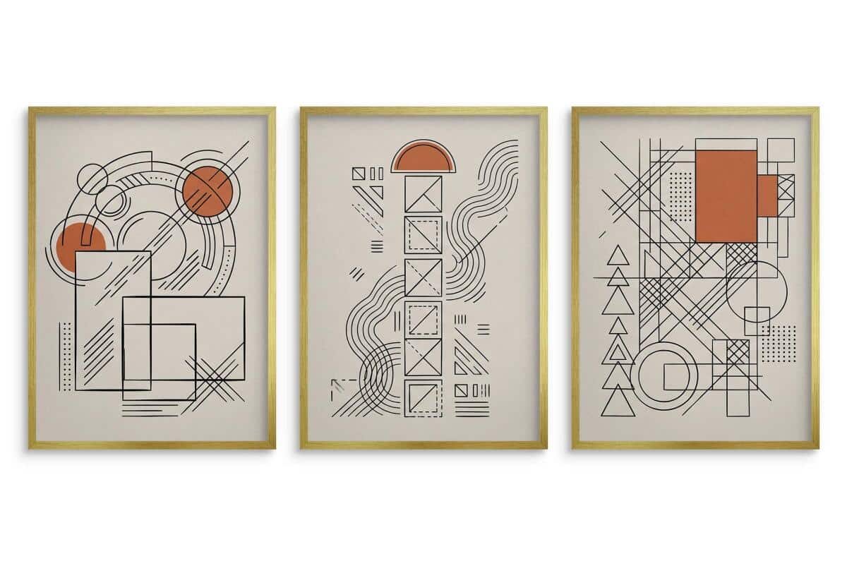 Obraz na ścianę nowoczesny- Geometria Japandi | Zestaw 3 plakatów linie loft 31120 - zdjęcie 4