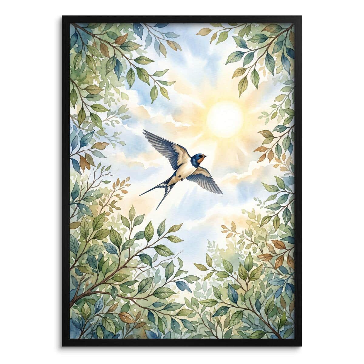 Plakat z jaskółką – akwarelowa natura, dekoracja ścienna do salonu 31149