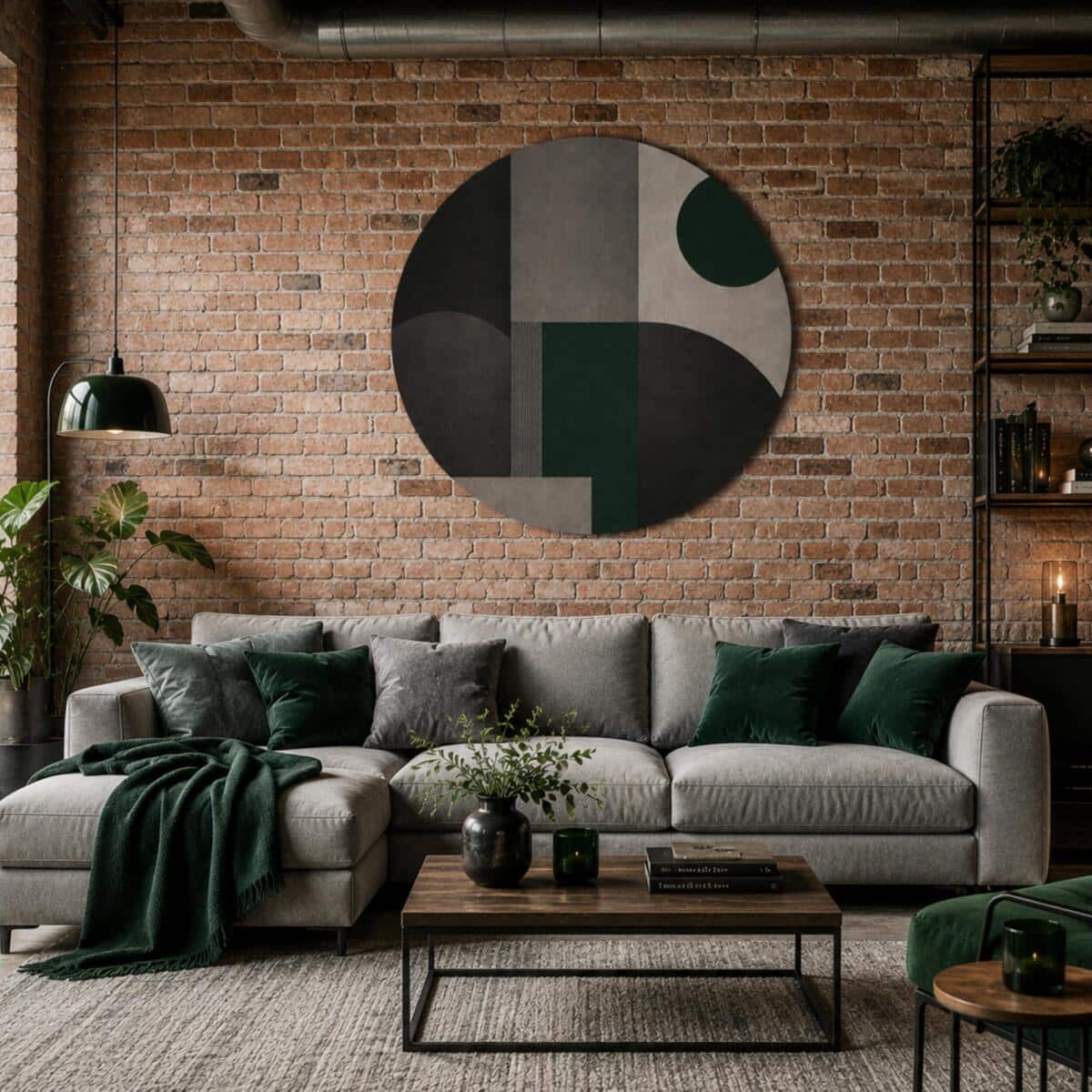 Obraz Abstrakcyjny na Ścianę – Butelkowa Zieleń i Grafit | Dekoracja Loft, industrial 31082 - zdjęcie 3