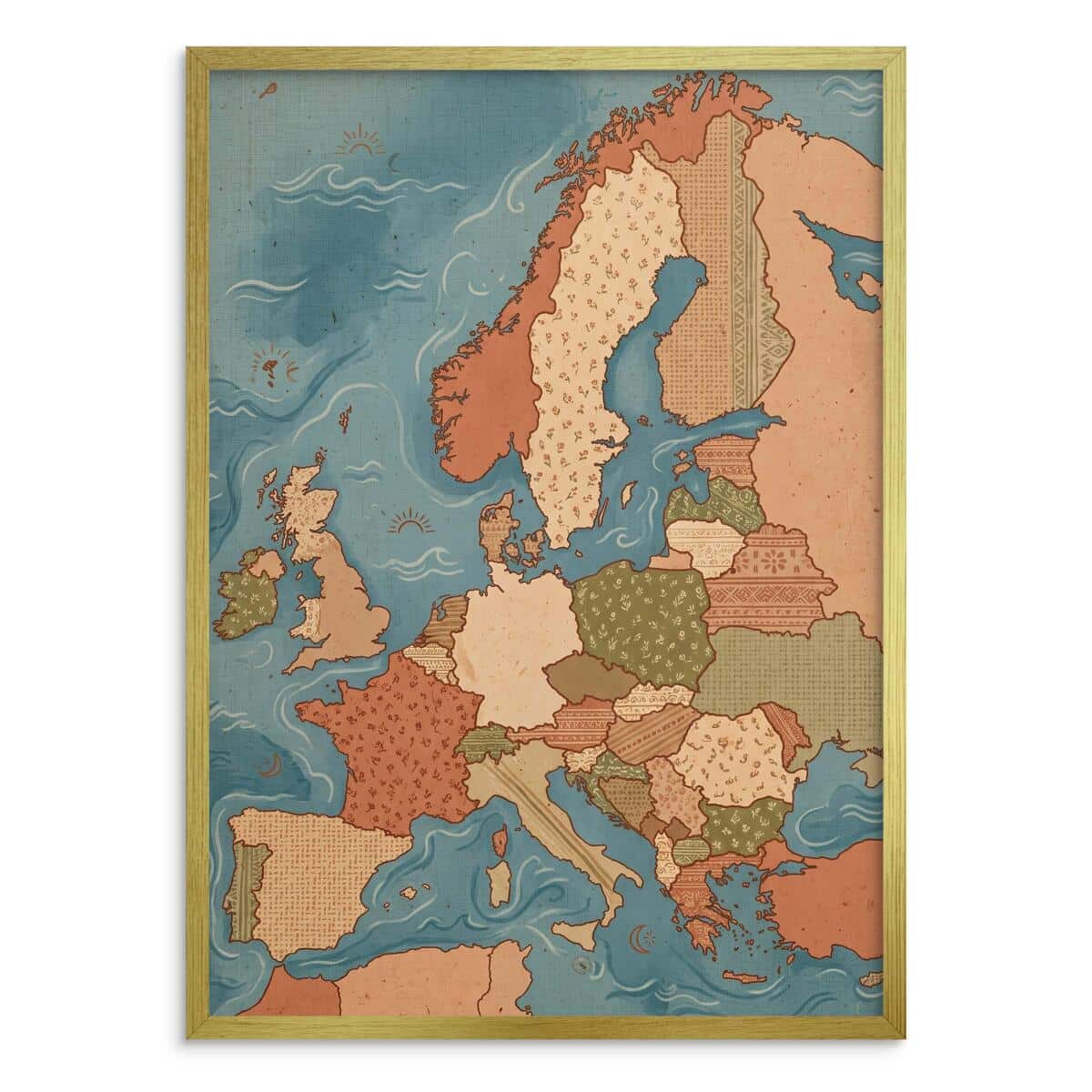 Modny obraz na ścianę Mapa Świata Europa boho | Przytulna dekoracja biura 31112 - zdjęcie 3