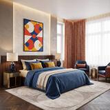 Plakat retro Mid-Century- Czerwone i niebieskie koła | Modny obraz 31257 - miniaturka 4