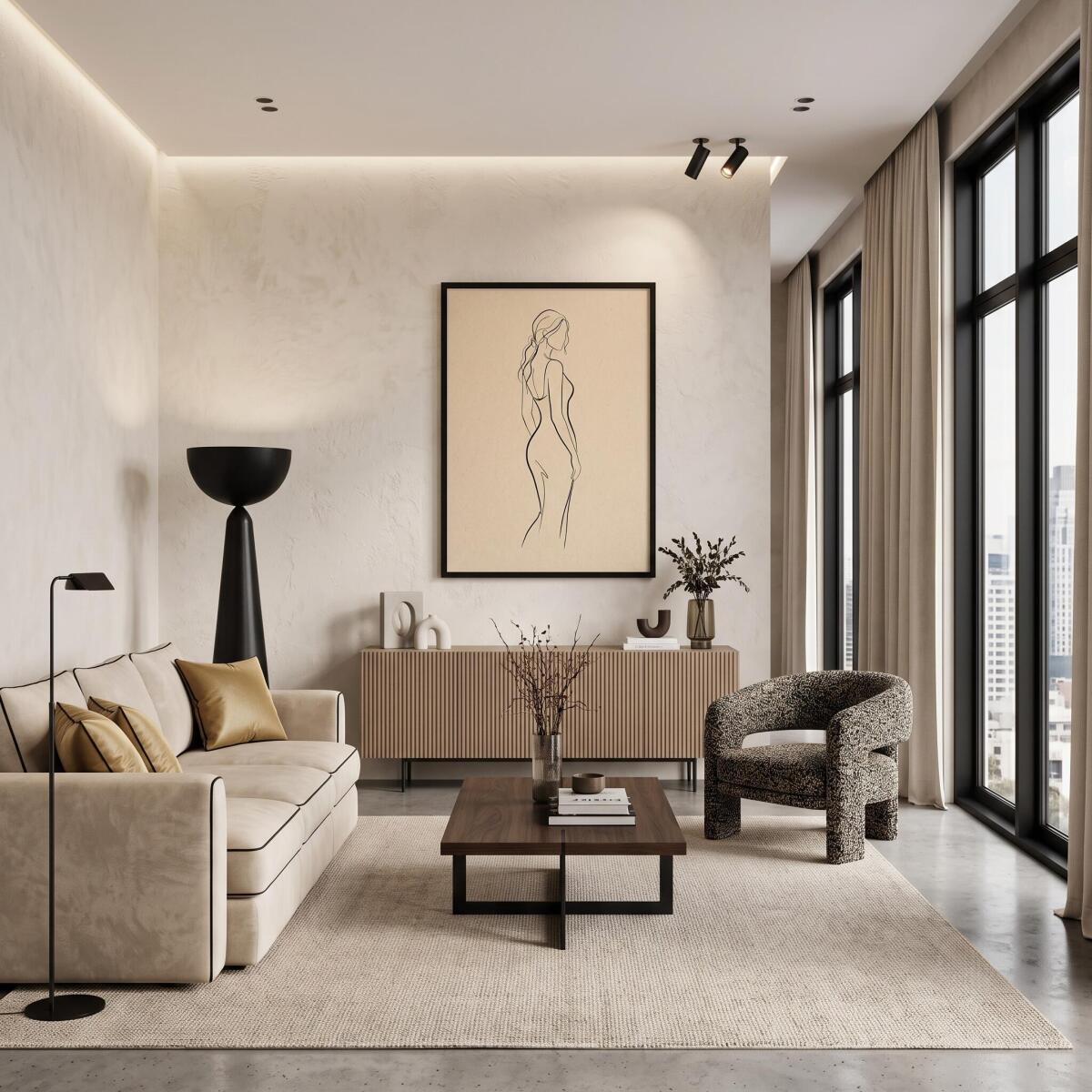 Plakat do sypialni Sylwetka Kobiety | Nowoczesna dekoracja boho beż 31140 - zdjęcie 6