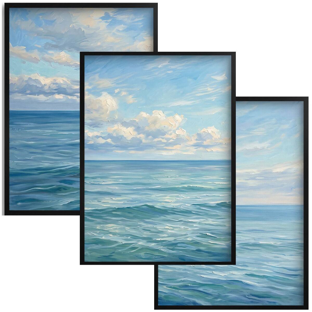 Plakat na ścianę zestaw 3 sztuk- Spokojny ocean | Obraz styl Hamptons 31163