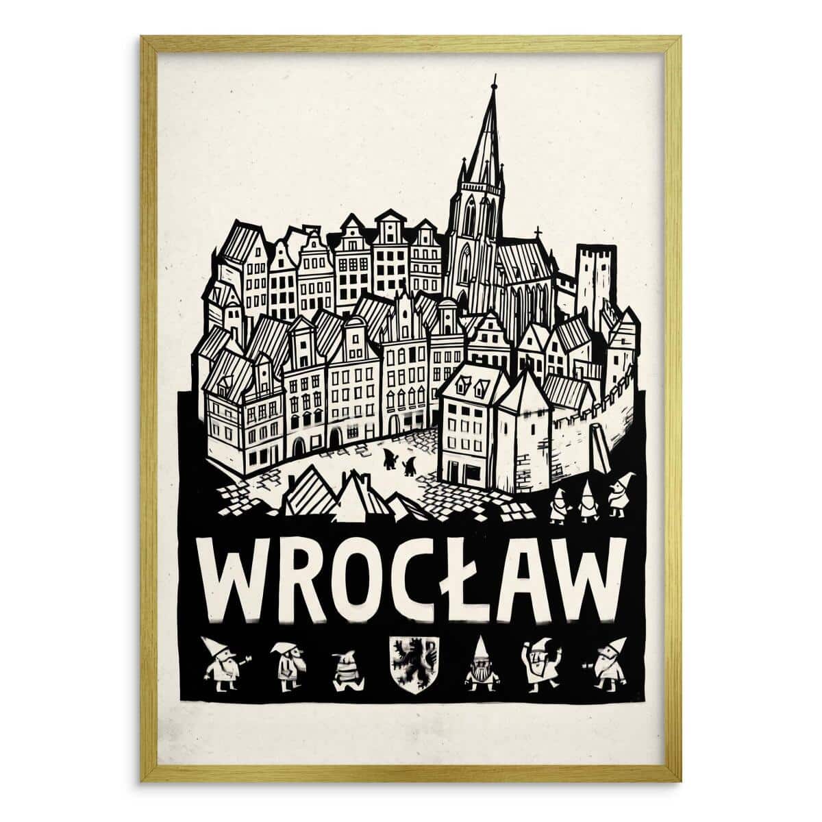 Plakat z Miastem Wrocław- Czarny Linoryt | Minimalistyczna ozdoba do biura 31118 - zdjęcie 3