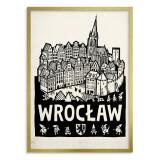 Plakat z Miastem Wrocław- Czarny Linoryt | Minimalistyczna ozdoba do biura 31118 - miniaturka 3