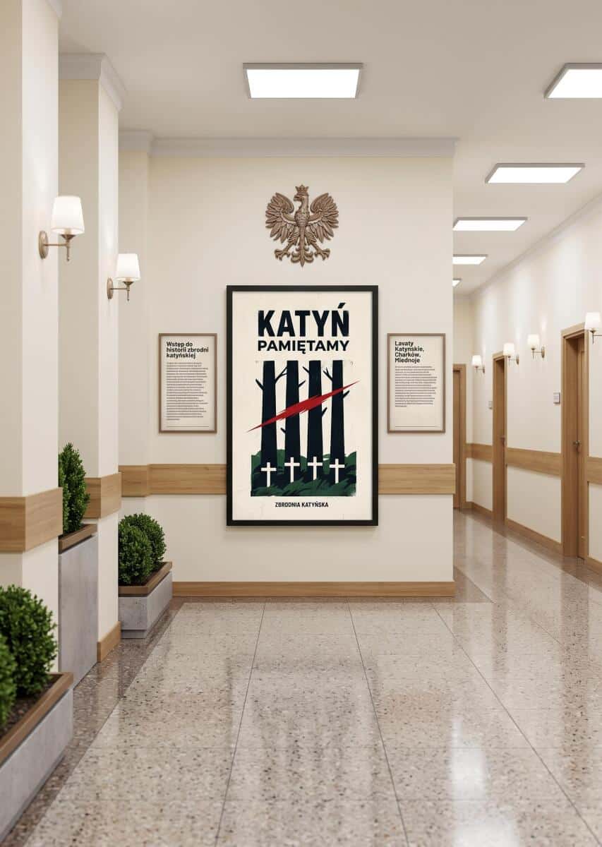 Plakat retro Katyń Pamiętamy czarna rama | Elegancka dekoracja do gabinetu 31145 - zdjęcie 4