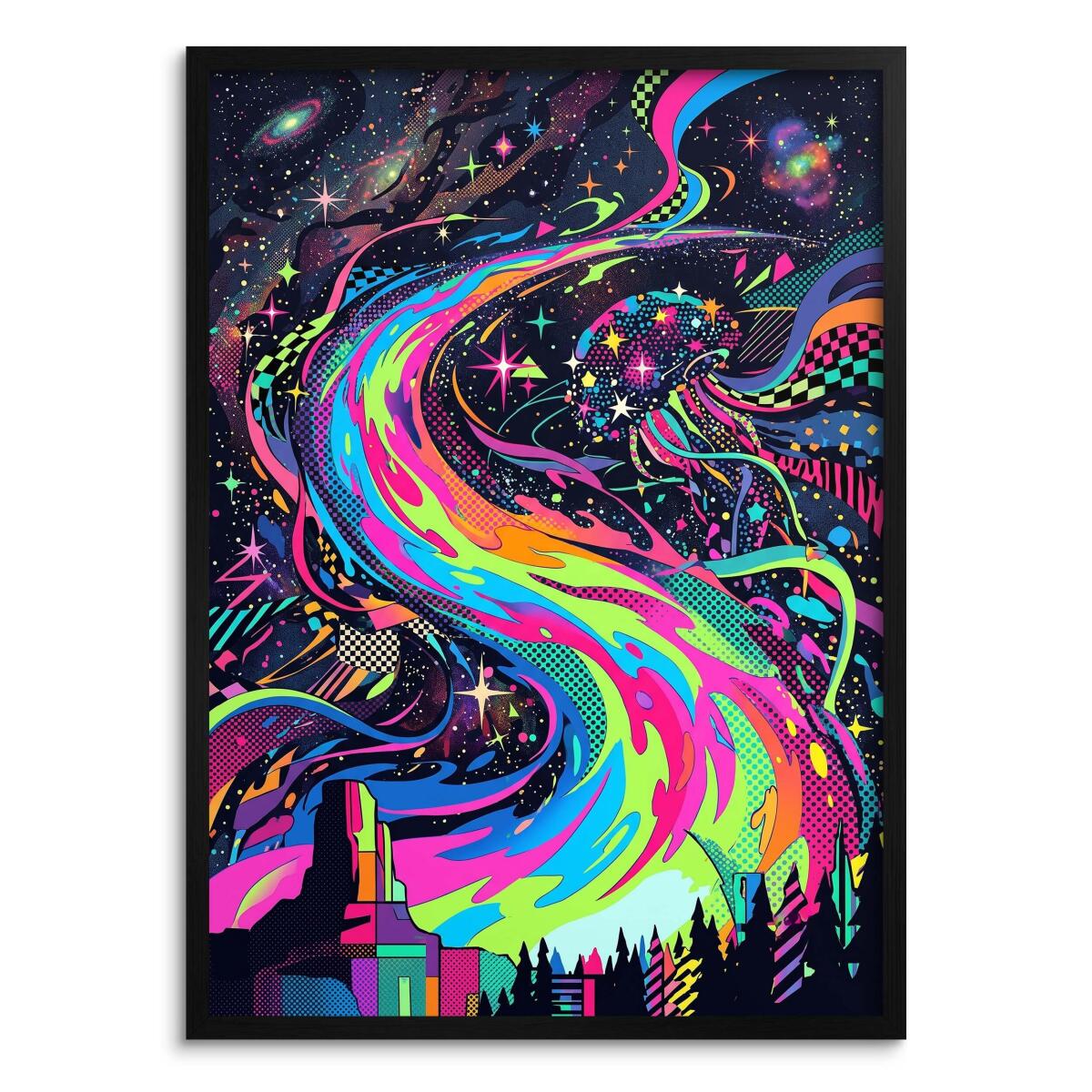 Plakat nad Biurko Kosmiczna Meduza- Neon Fluid Art | Grafika do Pokoju Nastolatka 31126
