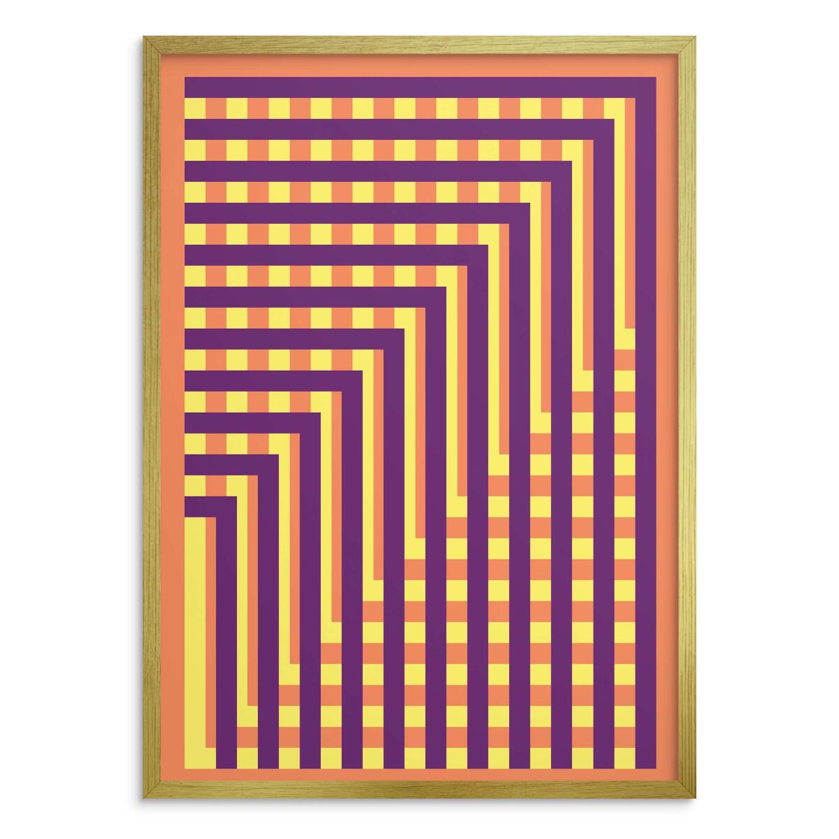 Plakat w stylu Retro fioletowo pomarańczowy | Modna grafika do loftu 31258 - zdjęcie 3