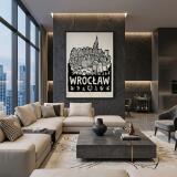Plakat z Miastem Wrocław- Czarny Linoryt | Minimalistyczna ozdoba do biura 31118 - miniaturka 6