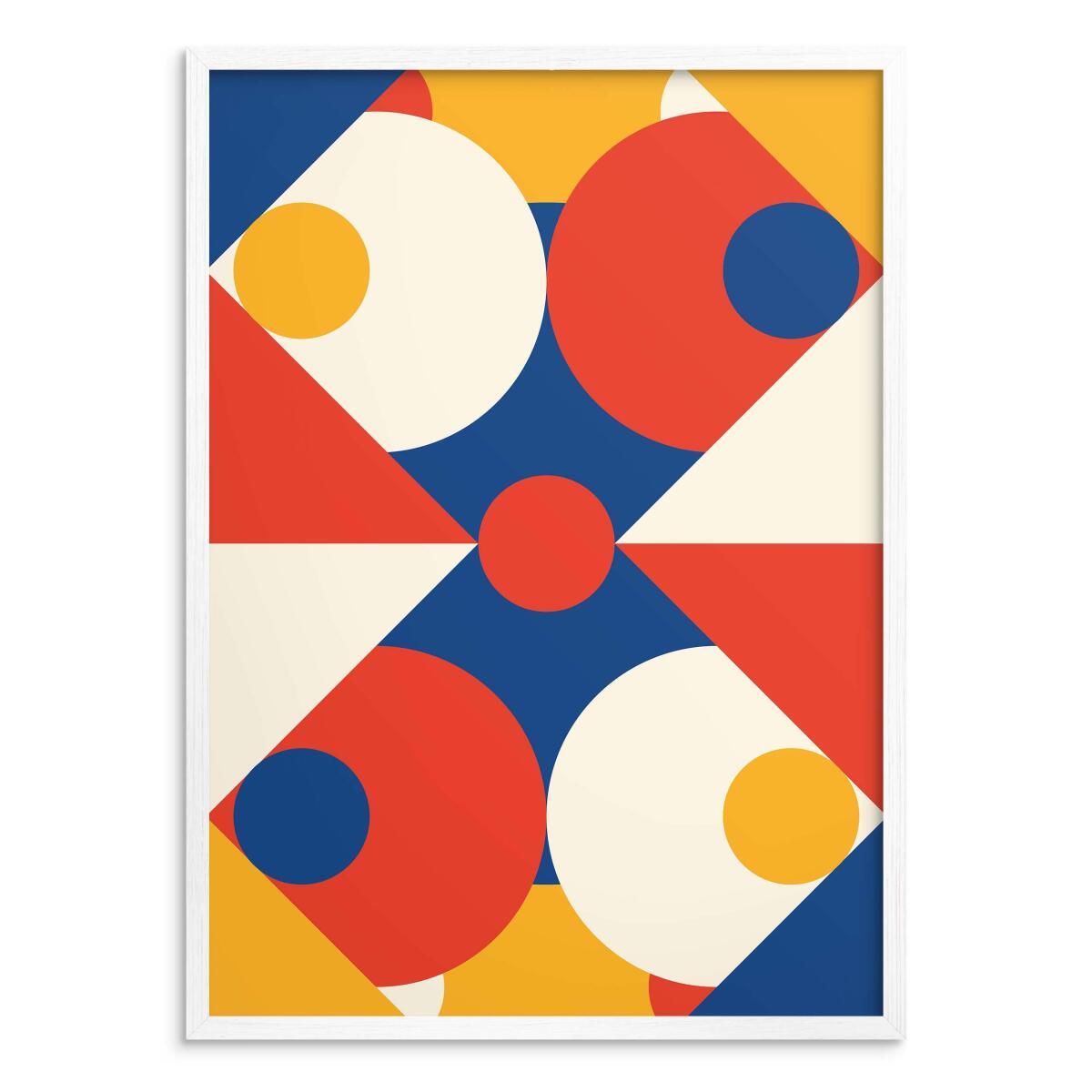 Plakat retro Mid-Century- Czerwone i niebieskie koła | Modny obraz 31257 - zdjęcie 2