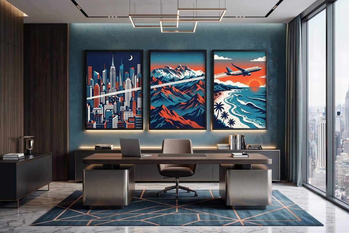 Zestaw 3 plakatów w ramie- Metropolia Góry i Ocean | Designerska galeria ścienna 31205 - zdjęcie 5