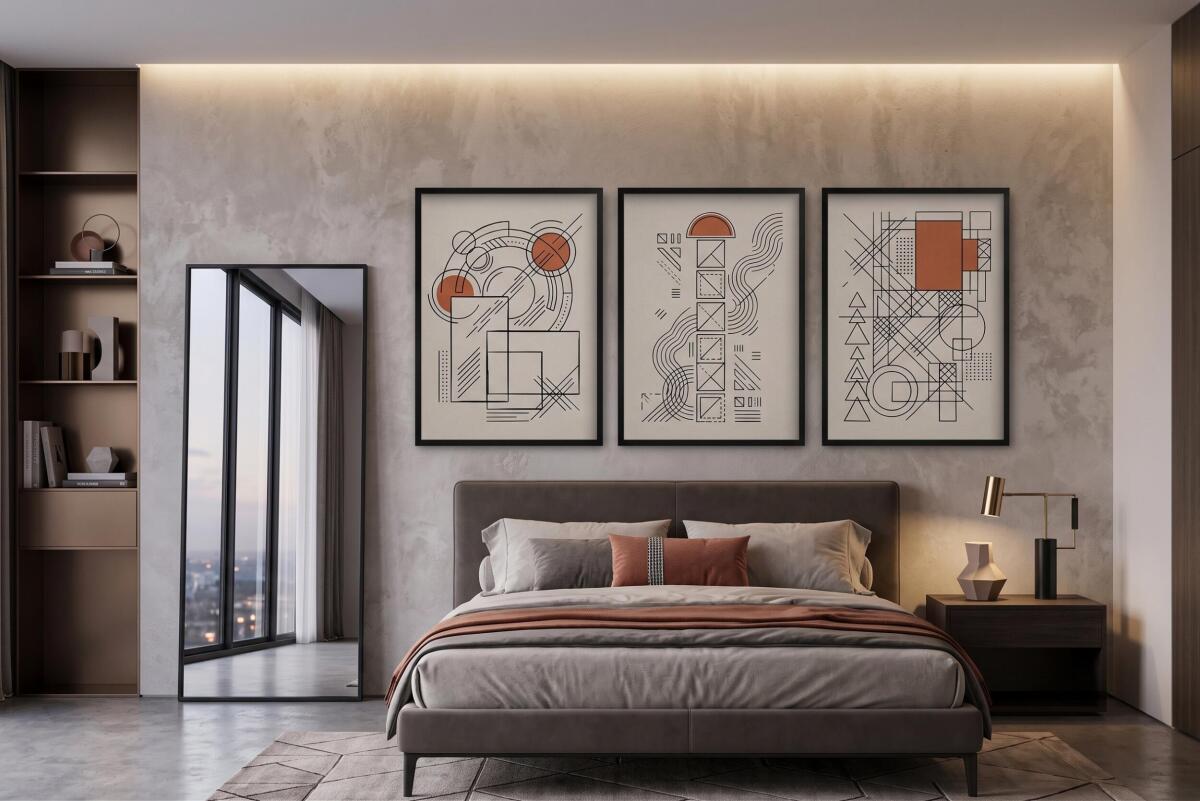 Obraz na ścianę nowoczesny- Geometria Japandi | Zestaw 3 plakatów linie loft 31120 - zdjęcie 5