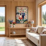 Plakat Folk Para w Stroju Ludowym | Obraz do salonu rustykalny 31209 - miniaturka 5