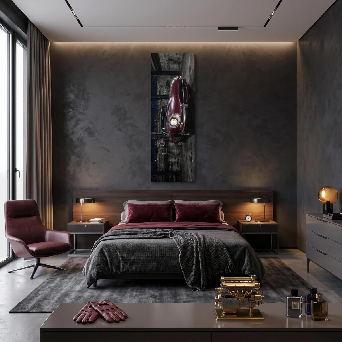 Obraz na płótnie Bordowy Klasyk Loft | Męska Dekoracja Ścienna 31290 - zdjęcie 4