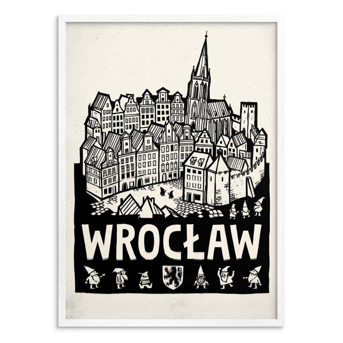 Plakat z Miastem Wrocław- Czarny Linoryt | Minimalistyczna ozdoba do biura 31118 - zdjęcie 2