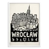 Plakat z Miastem Wrocław- Czarny Linoryt | Minimalistyczna ozdoba do biura 31118 - miniaturka 2