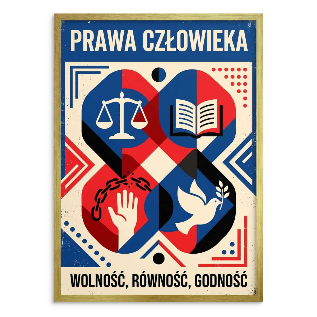Plakat Prawa Człowieka- Wolność Równość Godność | Obraz retro do gabinetu i biura 31146 - zdjęcie 3