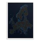Obraz Mapa Europy styl ciemny- Neonowy błękit | Prezent dla podróżnika 31110 - miniaturka 2