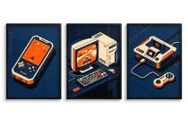 Plakaty do pokoju gracza- Retro Gaming | Tryptyk na ścianę zestaw 3 szt 31200 - miniaturka 2