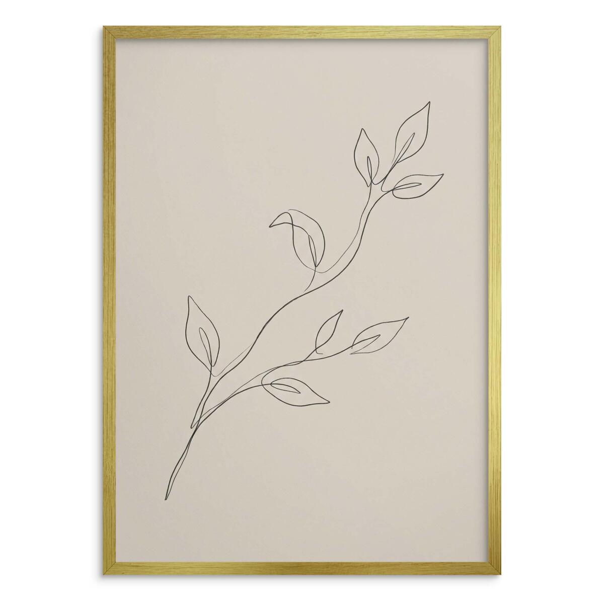 Plakat dekoracyjny Gałązka- Line art na beżu 31088 - zdjęcie 3