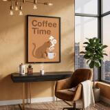 Grafika ścienna Coffee Time- Kot przy kubku | Plakat dla miłośnika kawy 31103 - miniaturka 5