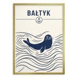 Marynistyczny plakat na ścianę- Foka Bałtyk | Grafika retro morze 31095 - miniaturka 3