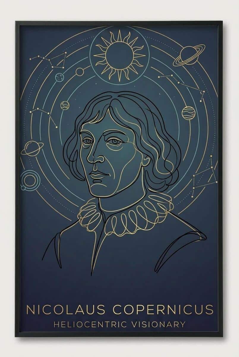 Plakat Mikołaj Kopernik Line Art | Nowoczesna Dekoracja do Pokoju Nastolatka i Biura 31151 - zdjęcie 5