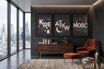 Nowoczesny Plakat do Salonu- Kreatywność | Trzy obrazy czarne ramki 31193 - miniaturka 5