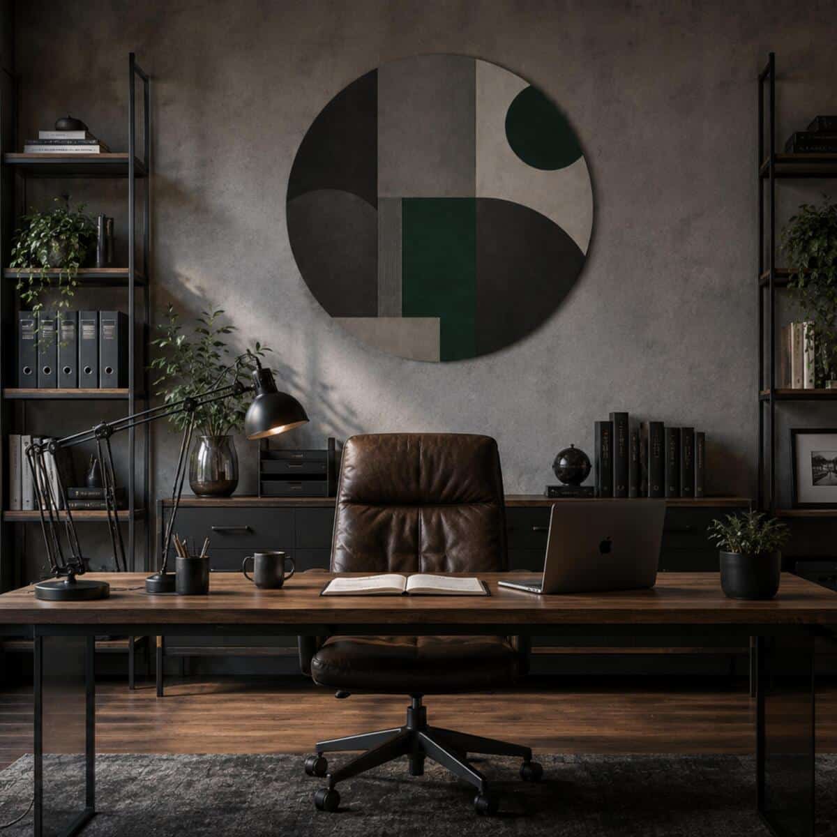 Obraz Abstrakcyjny na Ścianę – Butelkowa Zieleń i Grafit | Dekoracja Loft, industrial 31082 - zdjęcie 4