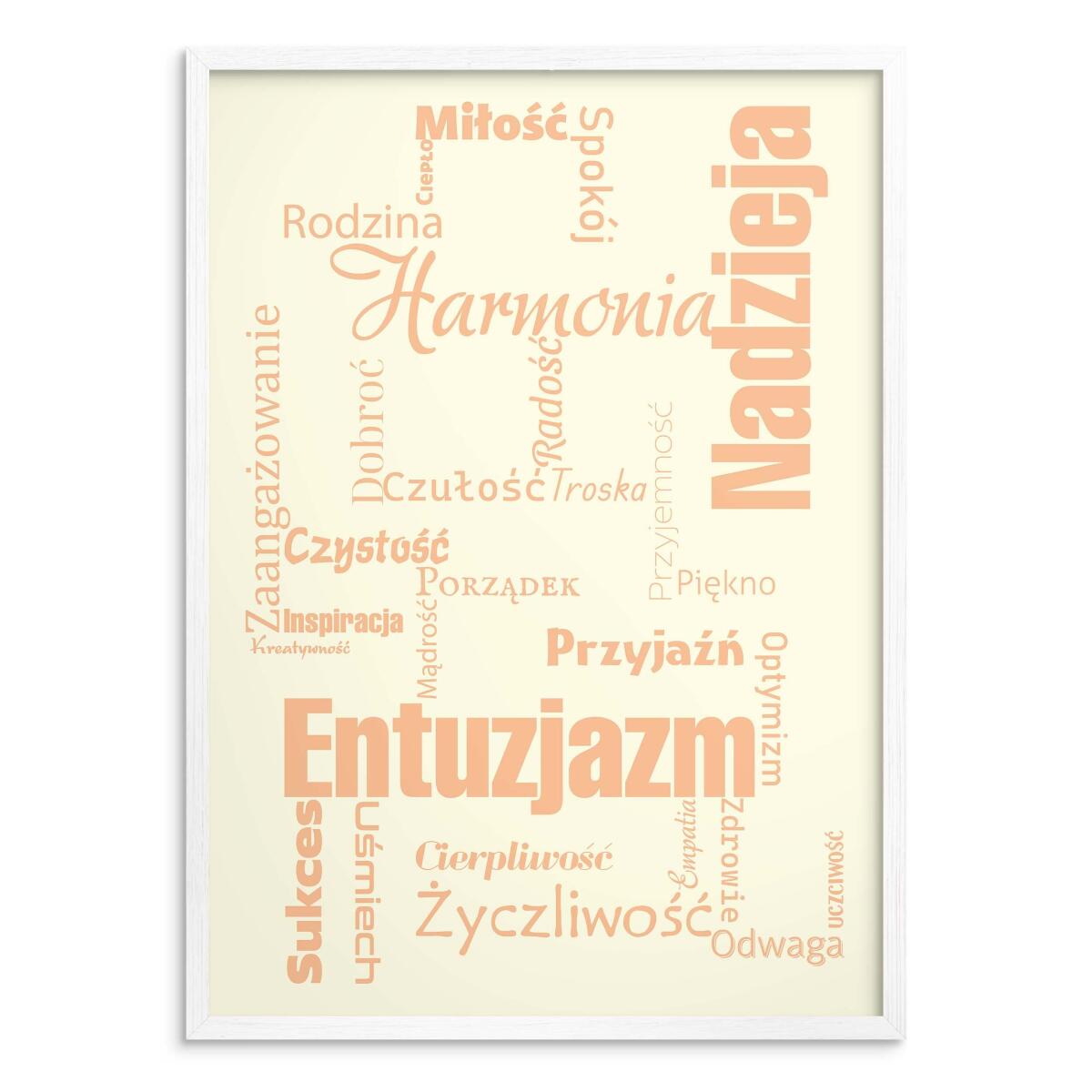 Nowoczesny plakat do salonu- Ciepłe Słowa | Typograficzna dekoracja ścienna boho 31191 - zdjęcie 2