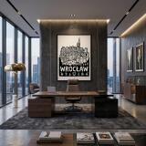 Plakat z Miastem Wrocław- Czarny Linoryt | Minimalistyczna ozdoba do biura 31118 - miniaturka 5
