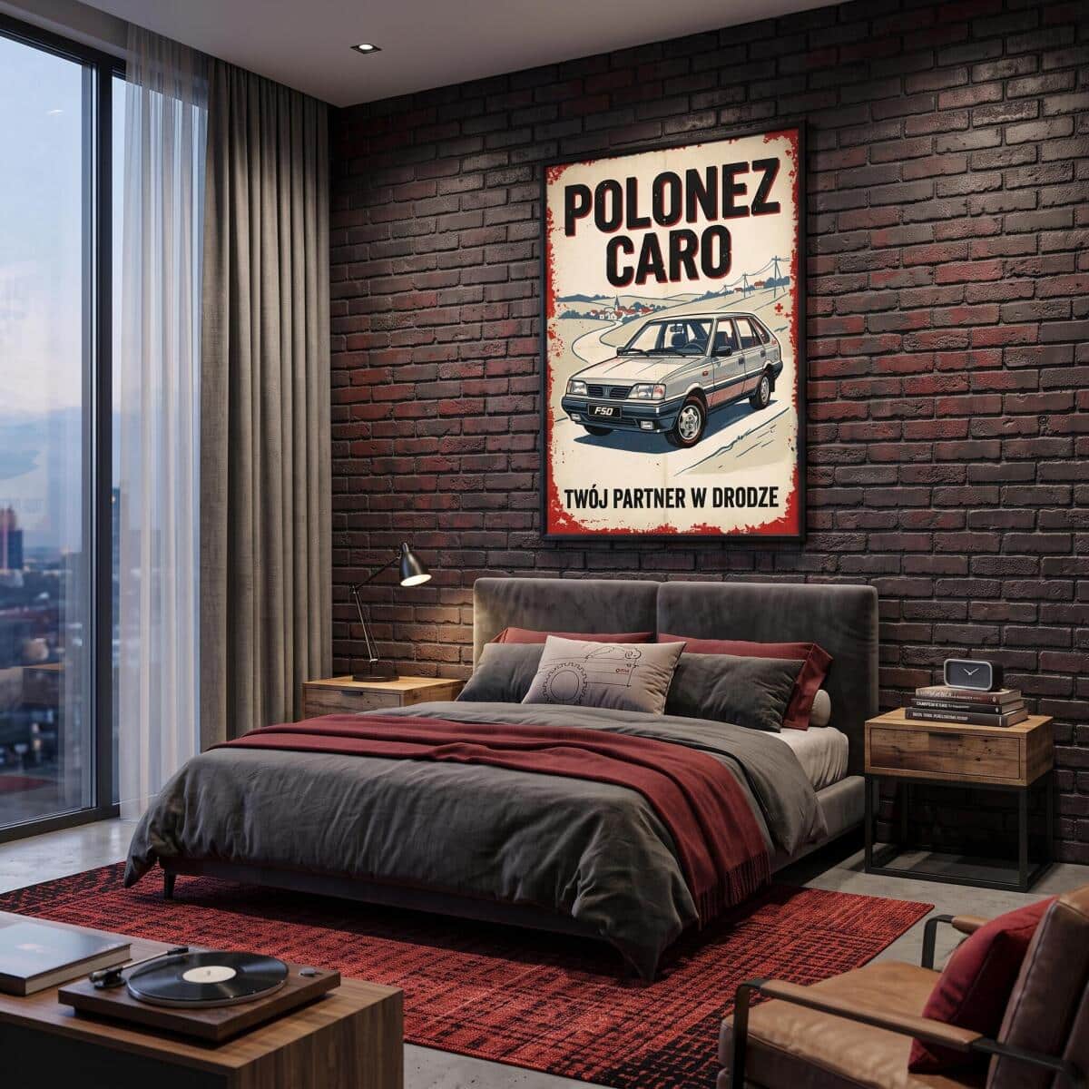 Grafika na ścianę Kultowy Polonez Caro | Retro plakat do biura i garażu 31154 - zdjęcie 4