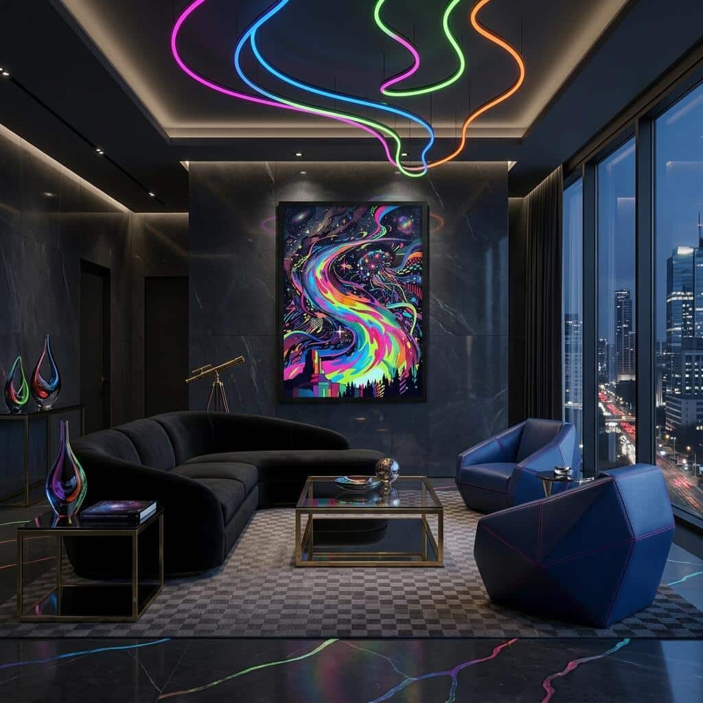 Plakat nad Biurko Kosmiczna Meduza- Neon Fluid Art | Grafika do Pokoju Nastolatka 31126 - zdjęcie 6