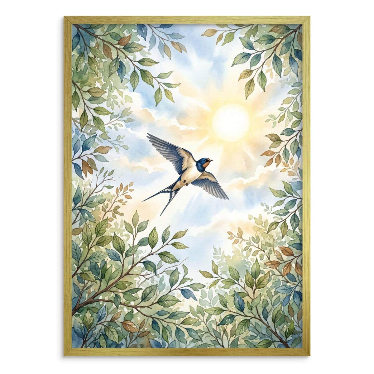 Plakat z jaskółką – akwarelowa natura, dekoracja ścienna do salonu 31149 - zdjęcie 3