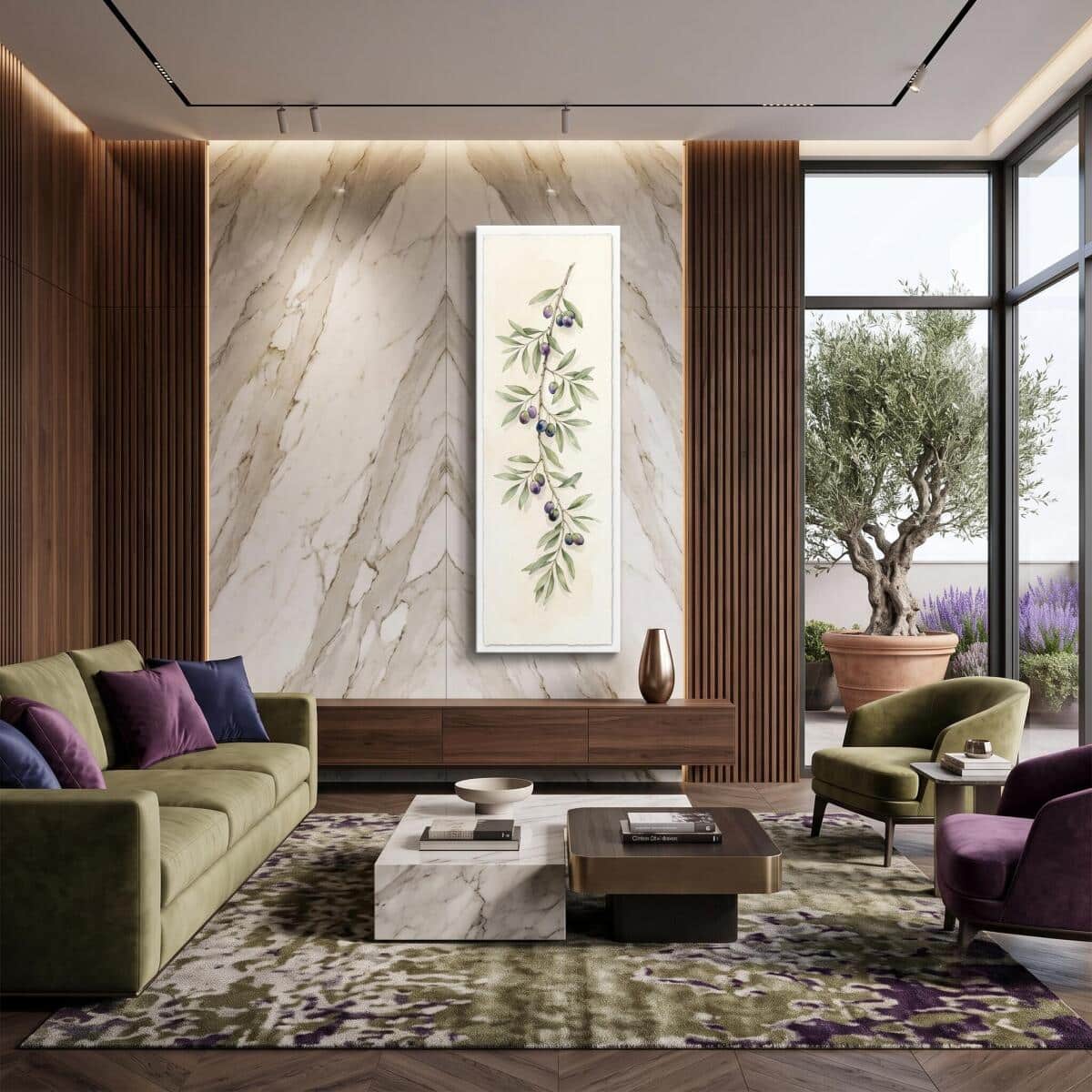 Botaniczny obraz Akwarela Oliwiki | Elegancka dekoracja do jadalni 31266 - zdjęcie 3
