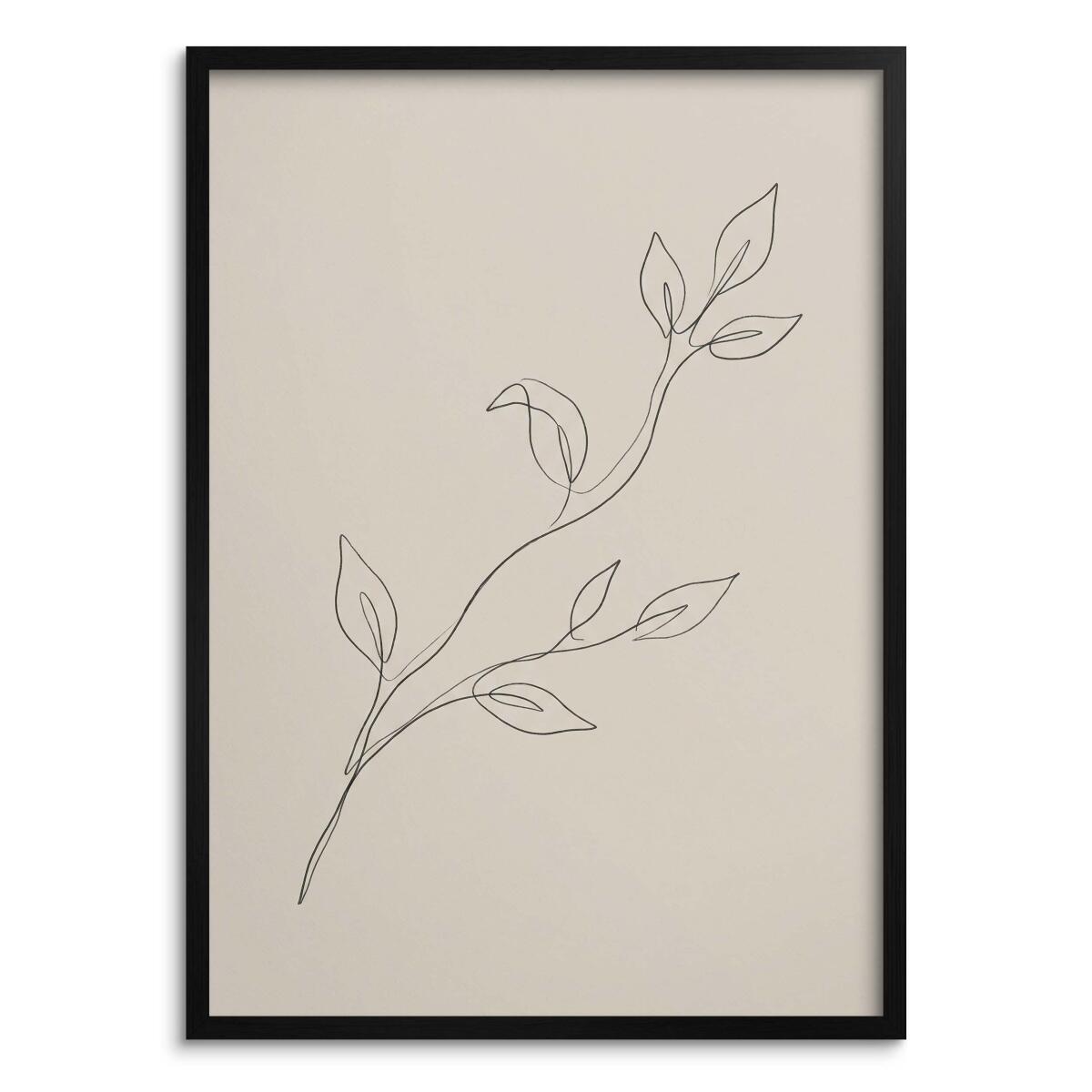 Plakat dekoracyjny Gałązka- Line art na beżu 31088
