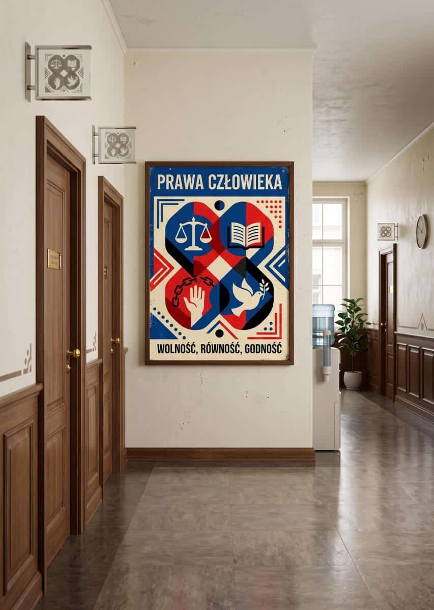 Plakat Prawa Człowieka- Wolność Równość Godność | Obraz retro do gabinetu i biura 31146 - zdjęcie 4