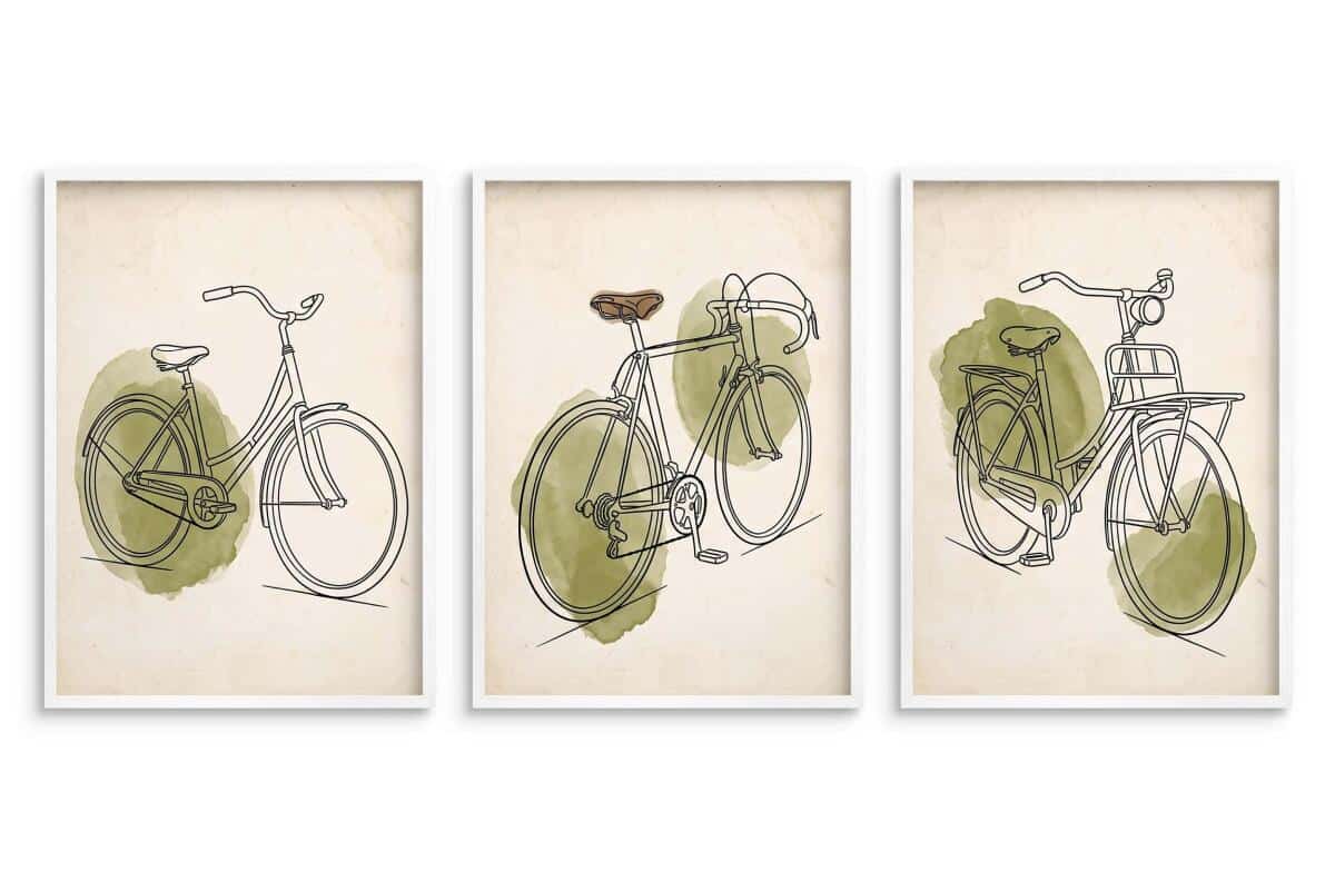 Plakat na ścianę tryptyk Rowery- styl japandi | Minimalistyczny zestaw retro 31225 - zdjęcie 3