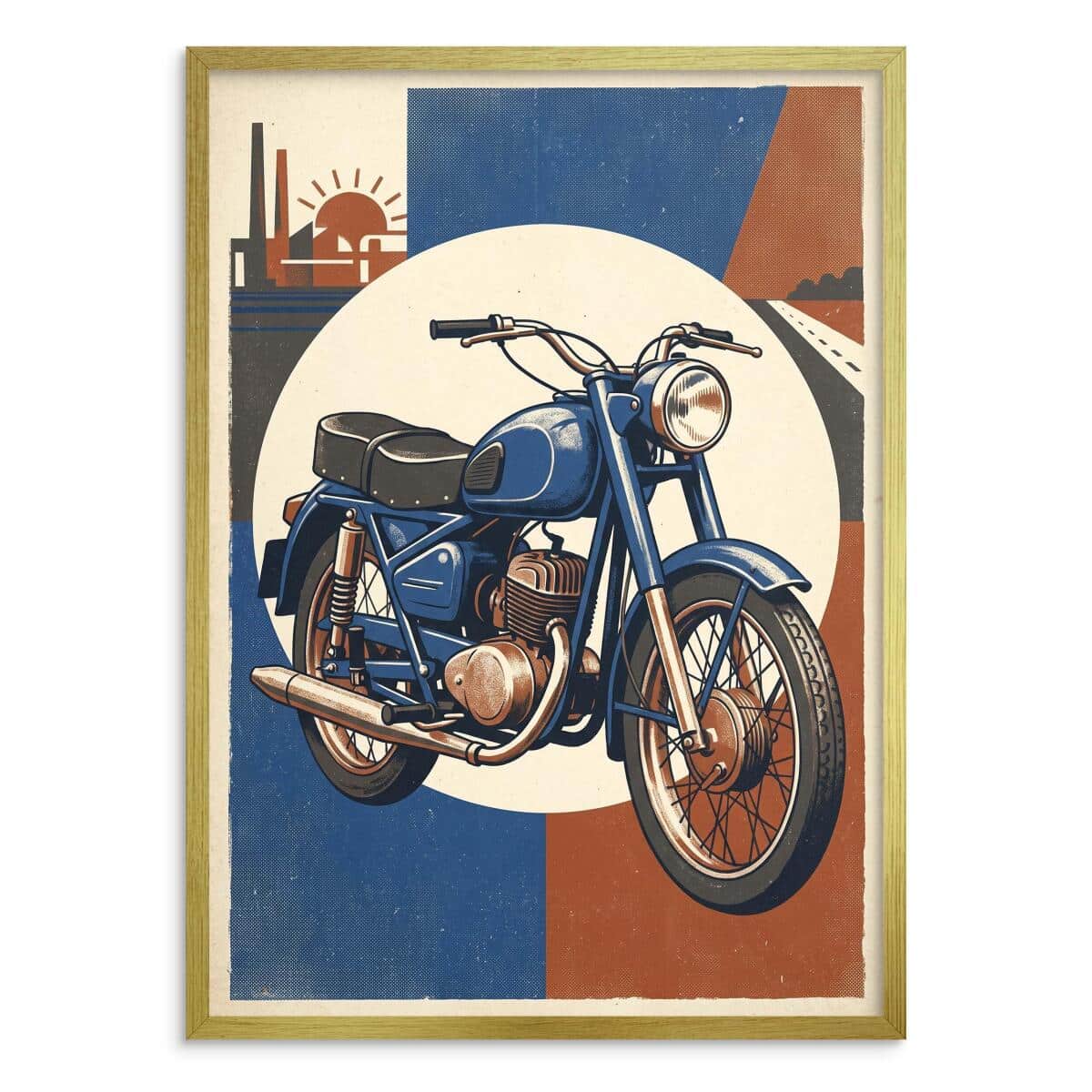 Stylowy plakat na ścianę- Klasyczny niebieski jednoślad | Styl retro loft 31155 - zdjęcie 3