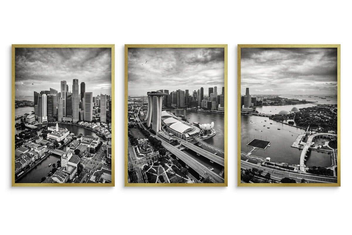 Plakat na ścianę Panorama Singapuru 3 szt. | Loftowa dekoracja do biura 31218 - zdjęcie 4